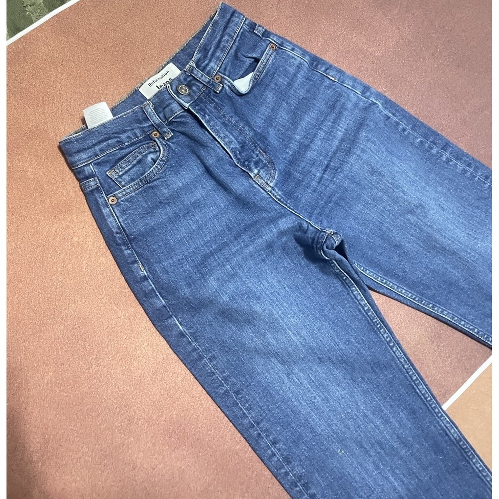 Reformation Wilder High Rise Wide Leg Cropped Jeans Salinas Size 24 Preppy - Picture 4 of 13
